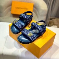 Louis Vuitton LV Women Sunset Flat Comfort Sandal Navy Blue Nylon 1ACTWB (3)