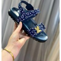 Louis Vuitton LV Women Sunset Flat Comfort Sandal Navy Blue Nylon 1ACTWB (3)