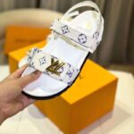 Louis Vuitton LV Women Sunset Flat Comfort Sandal White Tweed 1ACSH5 - Image 7