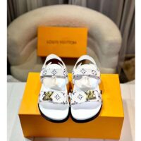 Louis Vuitton LV Women Sunset Flat Comfort Sandal White Tweed 1ACSH5 (6)