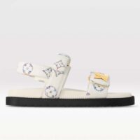 Louis Vuitton LV Women Sunset Flat Comfort Sandal White Tweed 1ACSH5 (6)