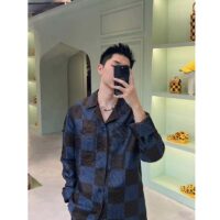 Louis Vuitton Men LV Long-Sleeved Damier Silk Pyjama Shirt Pyjama Fit 1AFJD0 (7)