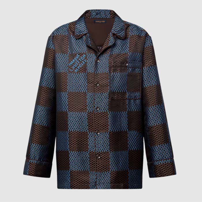 Louis Vuitton Men LV Long-Sleeved Damier Silk Pyjama Shirt Pyjama Fit 1AFJD0