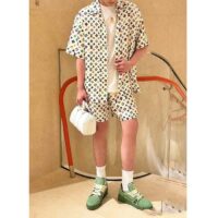 Louis Vuitton Women LV Monogram Printed Short-Sleeved Silk Shirt Relaxed Fit 1AFQ27