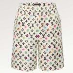 Louis Vuitton Men LV Monogram Printed Silk Shorts Relaxed Fit Elasticated Waist 1AFPZE