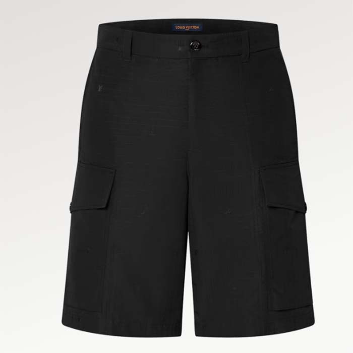 Louis Vuitton Men LV Ripstop Cargo Short Regular Fit Black Cotton 1ABJI7