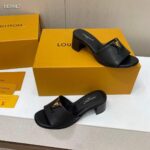 Louis Vuitton Women Capri Mule Black Calf Leather LV Initials 4.5 CM Heel 1ACU2T - Image 4