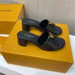 Louis Vuitton Women Capri Mule Black Calf Leather LV Initials 4.5 CM Heel 1ACU2T - Image 2
