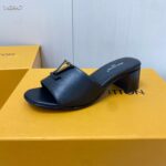 Louis Vuitton Women Capri Mule Black Calf Leather LV Initials 4.5 CM Heel 1ACU2T - Image 7