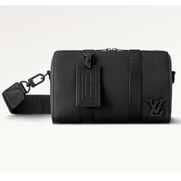 Louis Vuitton Unisex City Keepall Bag Black Aerogram Grained Calf Leather Cowhide M59255