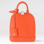 Sac à dos unisexe Louis Vuitton LV Alma en cuir de vachette grainé épi orange M25104