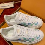 Louis Vuitton Unisex LV Groovy Sneaker Blue Patent Damier Canvas Elevated Rubber 1ACUFH – Image 3