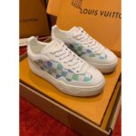 Louis Vuitton Unisex LV Groovy Sneaker Blue Patent Damier Canvas Elevated Rubber 1ACUFH – Image 4