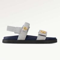 Louis Vuitton Unisex LV Sunset Flat Comfort Sandal Navy Blue White Textile (12)