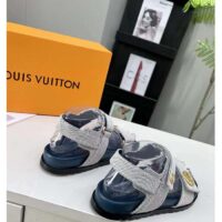 Louis Vuitton Unisex LV Sunset Flat Comfort Sandal Navy Blue White Textile (12)