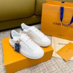 Louis Vuitton Unisex LV Time Out Sneaker Blue Calf Leather Monogram Denim 1ACHUD - Imagen 3