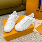 Louis Vuitton Unisex LV Time Out Sneaker Blue Calf Leather Monogram Denim 1ACHUD - Imagen 4