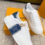 Louis Vuitton Unisex LV Time Out Sneaker Blue Calf Leather Monogram Denim 1ACHUD - Imagen 7