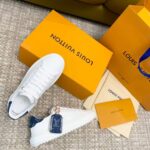 Louis Vuitton Unisex LV Time Out Sneaker Blue Calf Leather Monogram Denim 1ACHUD - Imagen 2