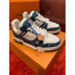 Louis Vuitton Unisex LV Trainer Sneaker Blue Calf Leather Monogram Denim 1AC2AR – Image 3