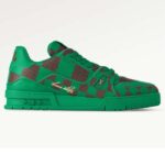 Louis Vuitton Unisex LV Trainer Sneaker in pelle di vitello Damier verde 1ACN5D
