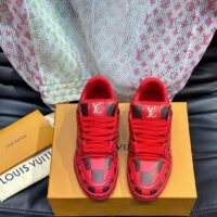 Louis Vuitton Unisex LV Trainer Sneaker Red Damier Calf Leather 1ACN44 (3)