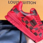 Louis Vuitton Unisex LV Trainer Sneaker Red Damier Calf Leather 1ACN44 - Imagen 4
