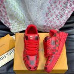 Louis Vuitton Unisex LV Trainer Sneaker Red Damier Calf Leather 1ACN44 - Imagen 5