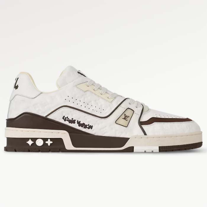 Louis Vuitton Unisex LV Trainer Sneaker White Monogram-Embossed Calf Leather 1ACR5K