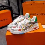 Louis Vuitton Unisex LV Trainer Sneaker White Printed Canvas Rubber 1AB9XC - immagine 5