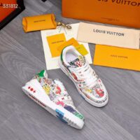 Louis Vuitton Unisex LV Trainer Sneaker White Printed Canvas Rubber 1AB9XC (1)