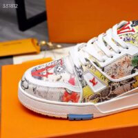 Louis Vuitton Unisex LV Trainer Sneaker White Printed Canvas Rubber 1AB9XC (1)