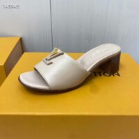 Louis Vuitton Women Capri Mule Galet Gray Calf Leather LV Initials 4.5 CM Heel 1ACU3P (2)