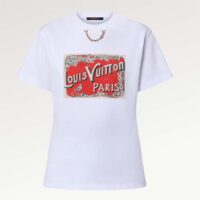 Louis Vuitton Women Flight Mode LV Travel Stamp T-Shirt Cotton White 1AFN04 (6)