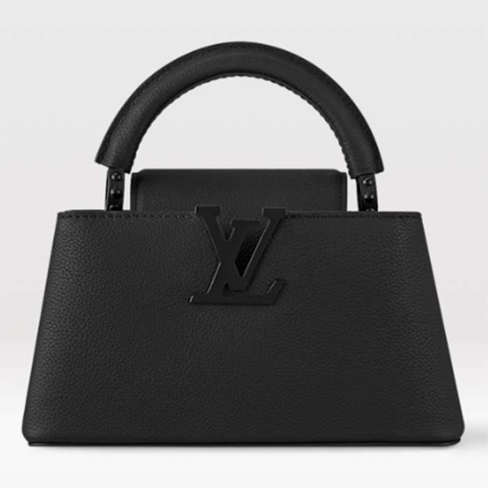 Louis Vuitton Women LV Capucines East-West Mini Black Matte Calfskin M23955
