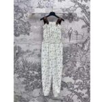 Louis Vuitton Women LV Floral Print Leather Strap Jumpsuit Silk Cotton White 1AFDYZ - Imagen 3