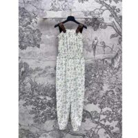 Louis Vuitton Women LV Floral Print Leather Strap Jumpsuit Silk Cotton White 1AFDYZ (7)