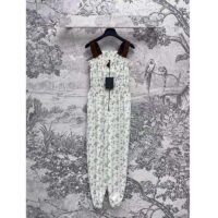 Louis Vuitton Women LV Floral Print Leather Strap Jumpsuit Silk Cotton White 1AFDYZ (7)