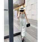 Louis Vuitton Women LV Floral Print Leather Strap Jumpsuit Silk Cotton White 1AFDYZ - Imagen 14