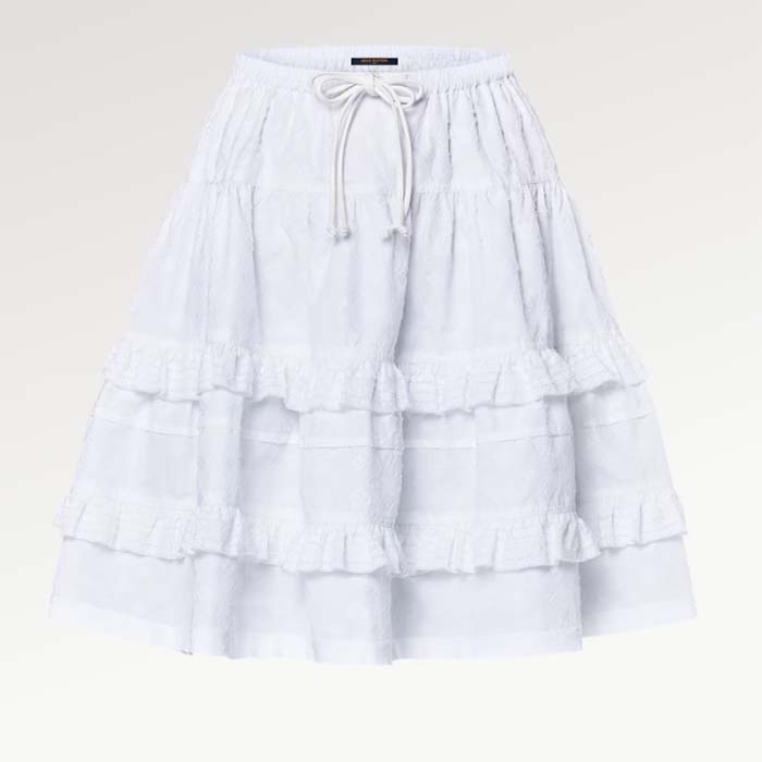 Louis Vuitton Women LV Monogram Fil Coupé Skirt Cotton White 1AFMNZ