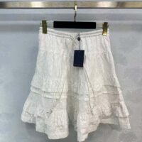 Louis Vuitton Women LV Monogram Fil Coupé Skirt Cotton White 1AFMNZ (1)
