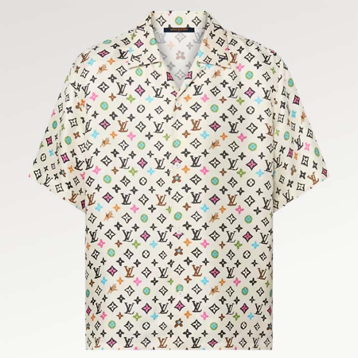 Louis Vuitton Women LV Monogram Printed Short-Sleeved Silk Shirt Relaxed Fit 1AFQ27