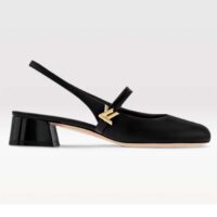 Louis Vuitton Women LV Romy Slingback Pump Black Lambskin Leather 1ACUQU (10)