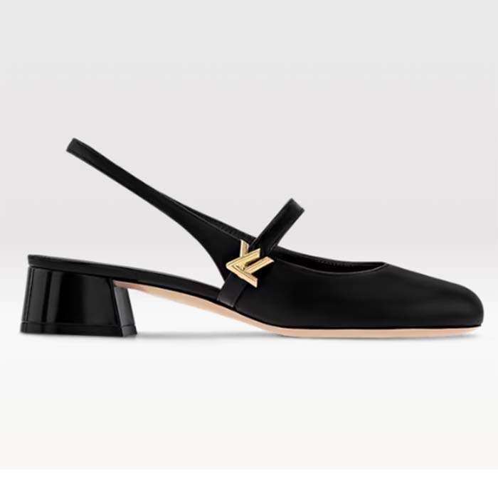 Louis Vuitton Women LV Romy Slingback Pump Black Lambskin Leather 1ACUQU