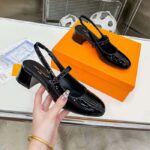 Louis Vuitton Women LV Romy Slingback Pump Black Patent Lambskin Leather - Image 7