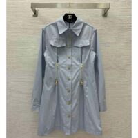 Louis Vuitton Women LV Zipper Waist Shirt Dress Cotton Blue Regular Fit 1AFDF8 (1)