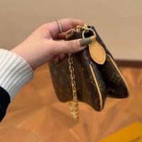 Louis Vuitton Women Liv Pochette Monogram Coated Canvas Natural Cowhide Leather M83008 (8)