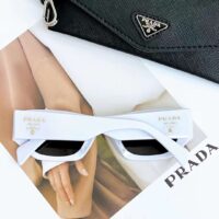 Prada Unisex Prada Symbole Sunglasses Acetate Frame Front Chalk White Standard Fit (4)