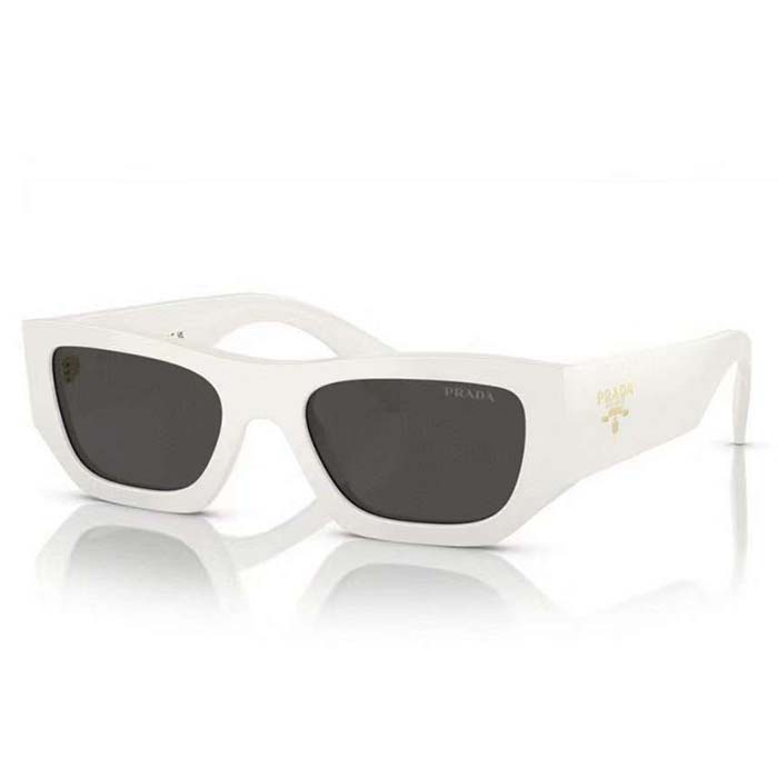 Prada Unisex Prada Symbole Sunglasses Acetate Frame Front Chalk White Standard Fit