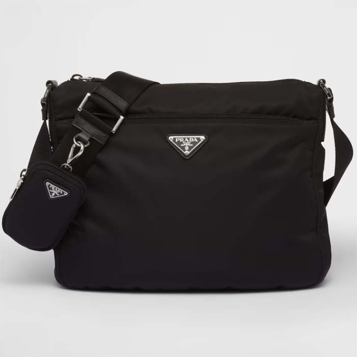 Prada Unisex Re-Nylon Bag Black Zipped Pocket Metal Hardware Zipper Closure